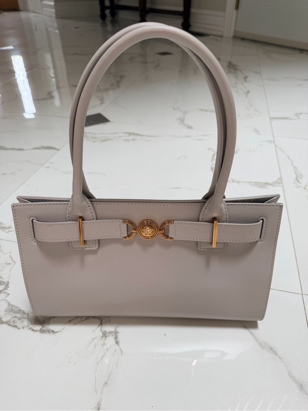 Versace Medusa 95 Pearl Grey Gold Tote